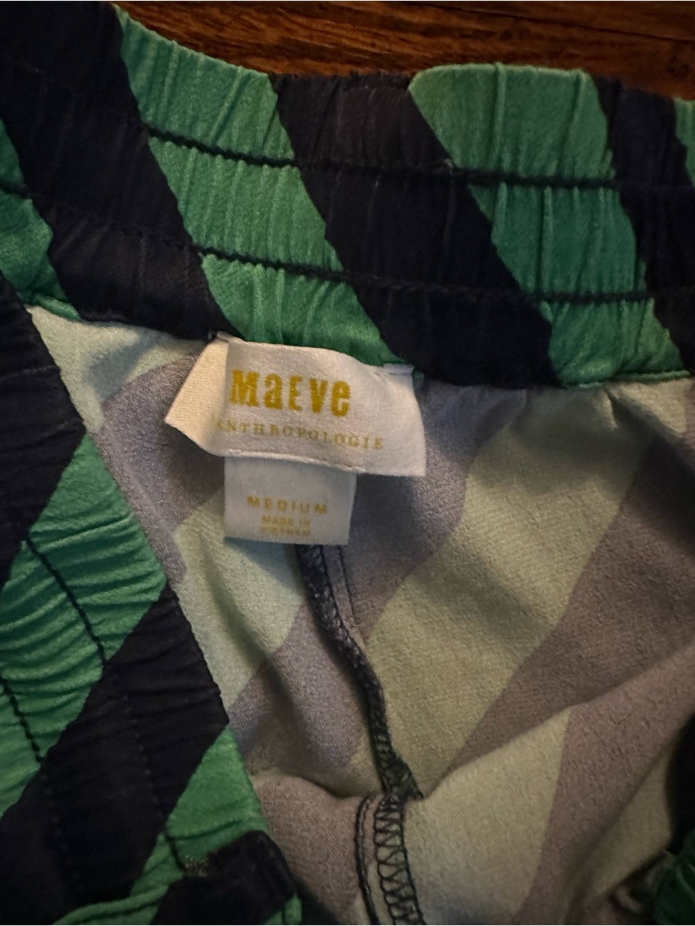 Maeve (Anthropologie) Green and Blue Bias Striped Pants - Size: M - Picture 6 of 6